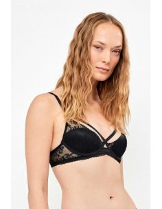 Sujetador media copa de encaje con tiras cruzadas gisela