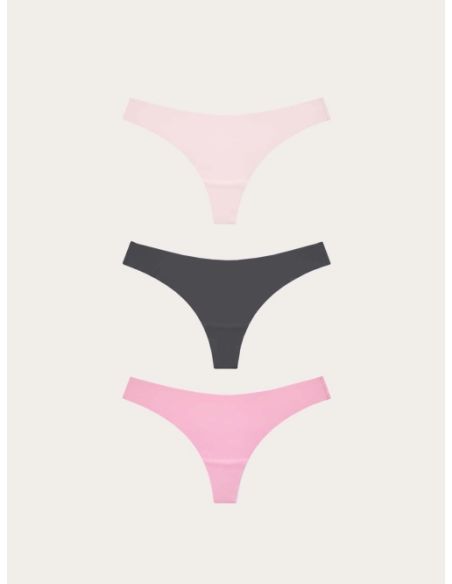 Pack de 3 braguitas brasileñas surtidas en colores básicos gisela