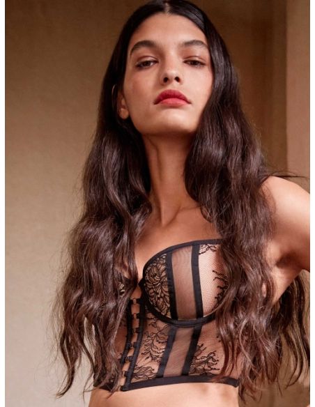 Sujetador bustier balconette encaje floral