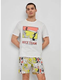 Pijama corto de hombre Looney Tunes de algodón