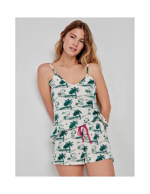 Pijama tirantes estampado Snoopy de algodón