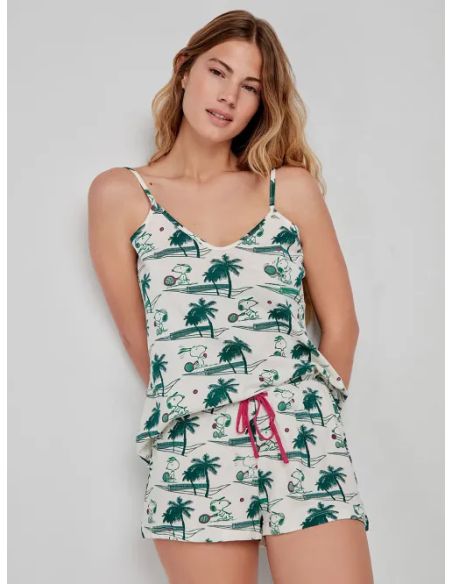 Pijama tirantes estampado Snoopy de algodón