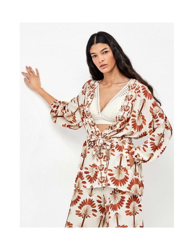 Kimono estampado palmeras