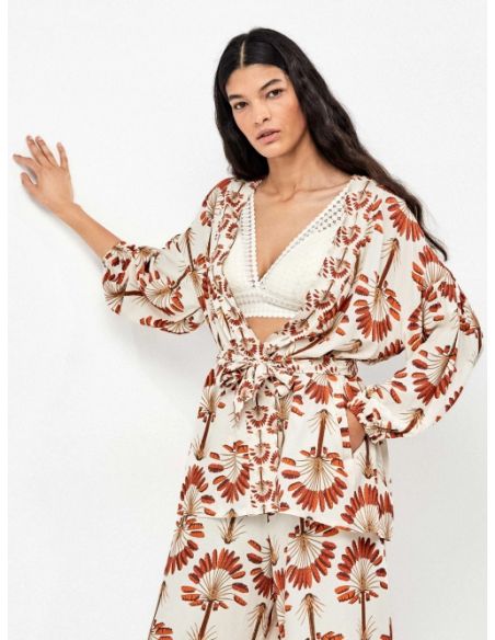 Kimono estampado palmeras