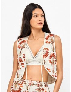 Chaleco acolchado estampado palmeras