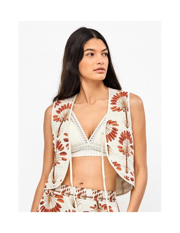 Chaleco acolchado estampado palmeras