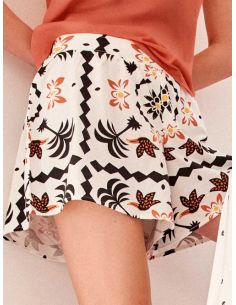 Short silueta evasé estampado tropical