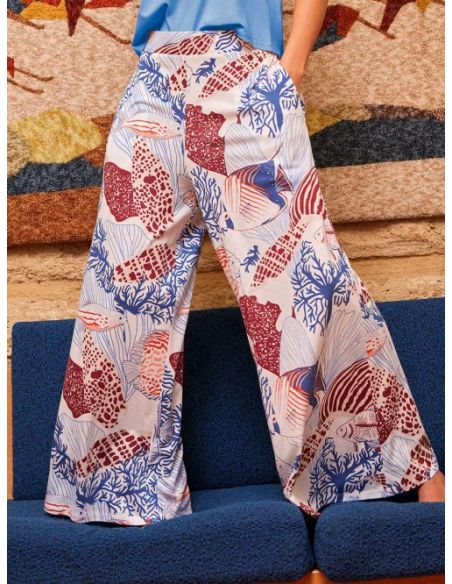 Pantalón largo fluido estampado gisela