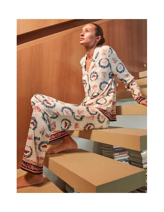 Pijama camisero estampado de mariposas
