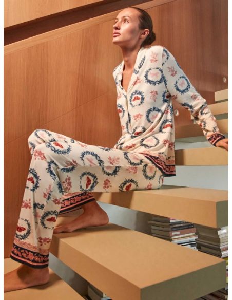 Pijama camisero estampado de mariposas