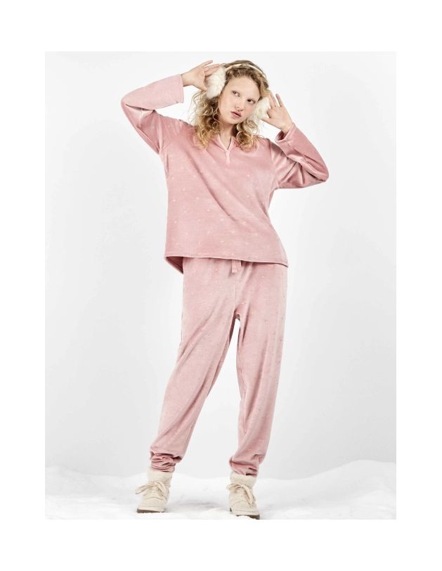Pijama de tejido polar elástico estampado con...