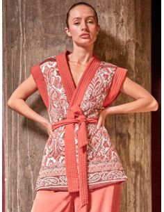 Chaleco corto reversible estampado