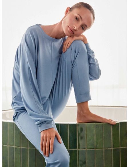 Pijama largo de punto con pantalón jogger