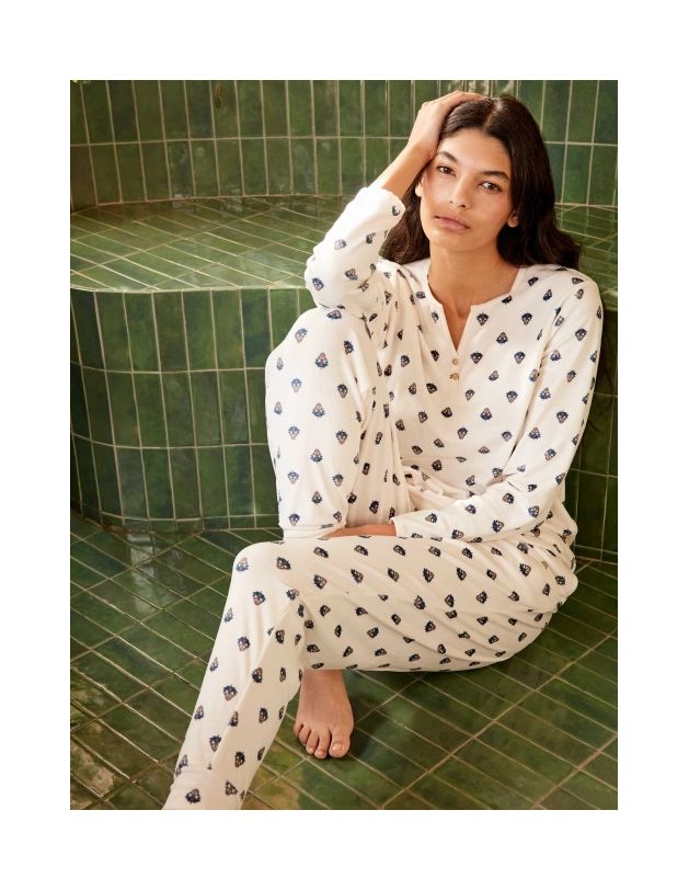 Pijama camisero estampado étnico