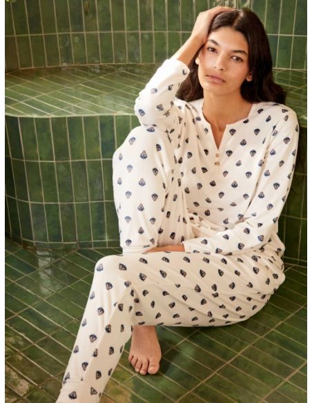 Pijama camisero estampado étnico