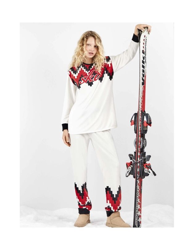 Pijama largo ski con estampado geométrico