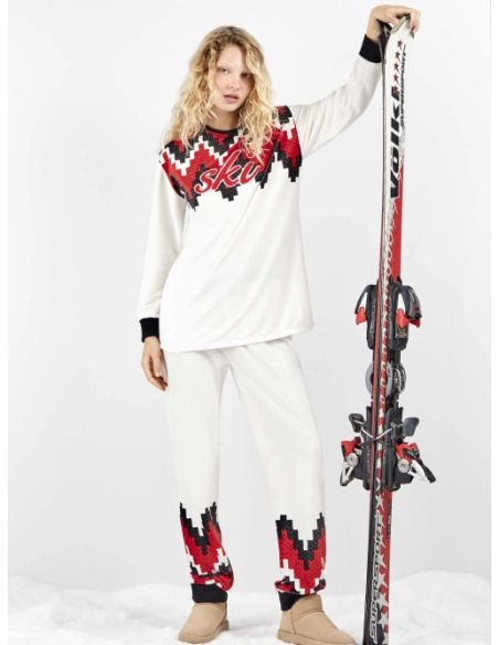 Pijama largo ski con estampado geométrico