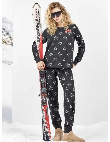 Pijama largo con estampado de estrellas