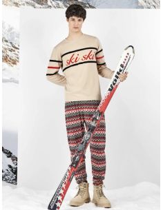 Conjunto pijama hombre ski con pantalón estampado a...