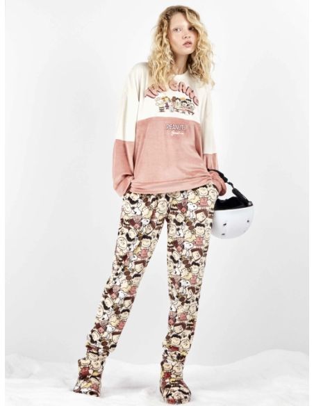 Pijama largo Snoopy en tejido polar elástico