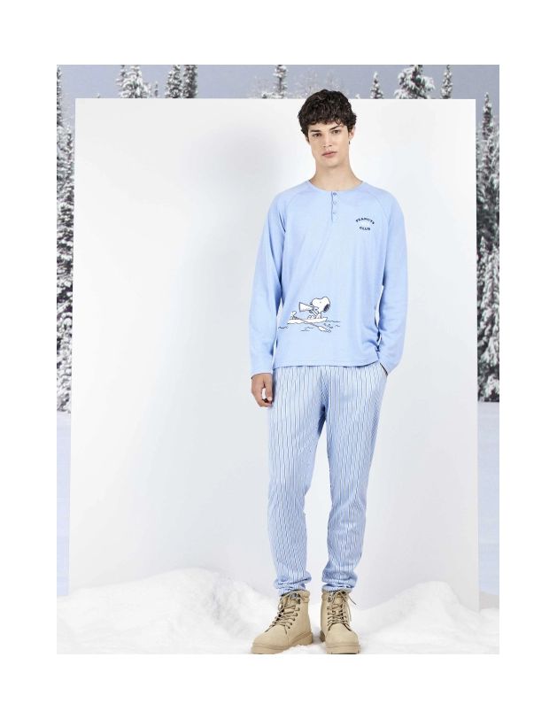 Pijama hombre largo de Snoopy en punto interlock