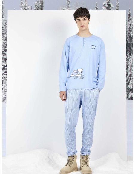 Pijama hombre largo de Snoopy en punto interlock