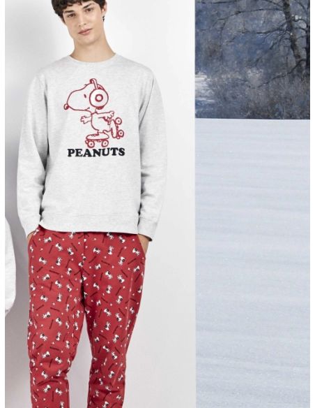 Conjunto pijama hombre de Snoopy  en tejido de punto interlock