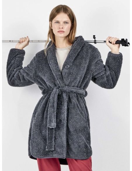 Bata cuello smoking con detalle lurex