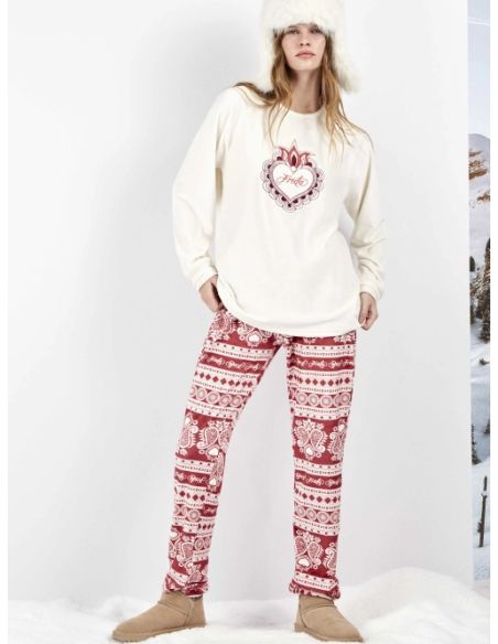 Pijama Frida Kahlo estampado en tejido polar elástico