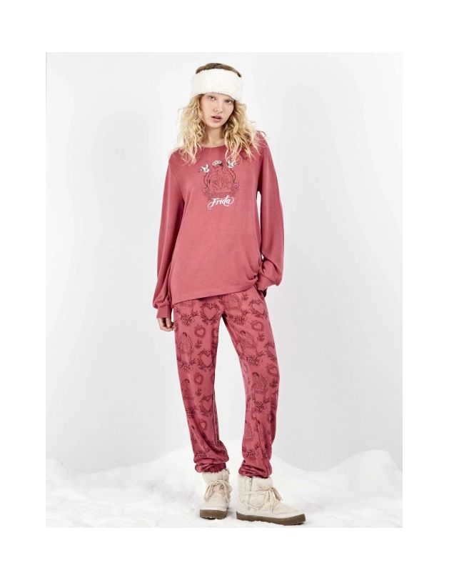 Pijama Frida Kahlo con pantalón estampado étnico