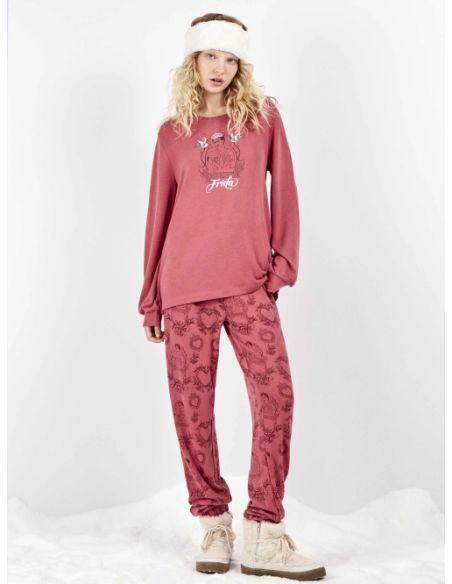 Pijama Frida Kahlo con pantalón estampado étnico