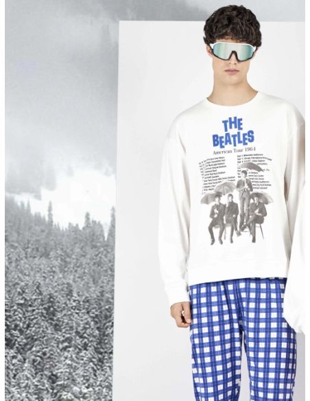 Conjunto pijama hombre The Beatles con pantalón de rayas