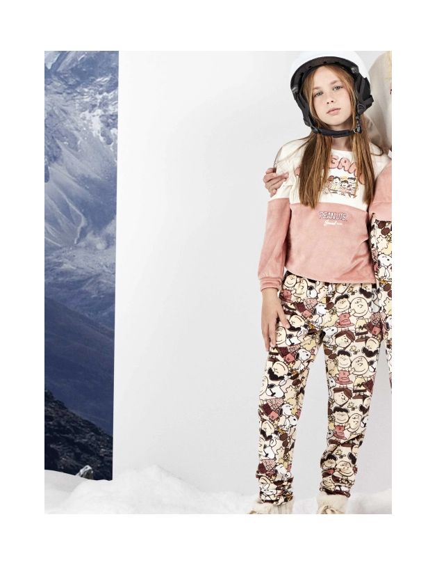Pijama infantil niña Snoopy en tejido polar...
