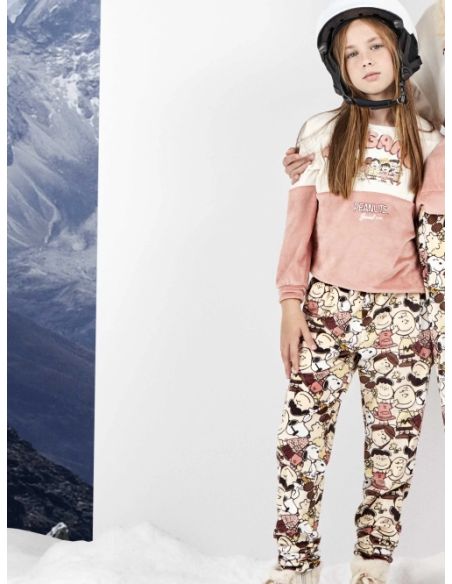 Pijama infantil niña Snoopy en tejido polar elástico