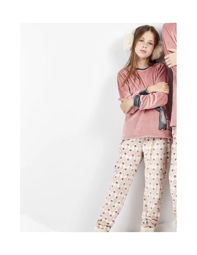 Pijama infantil unisex estampado rosa