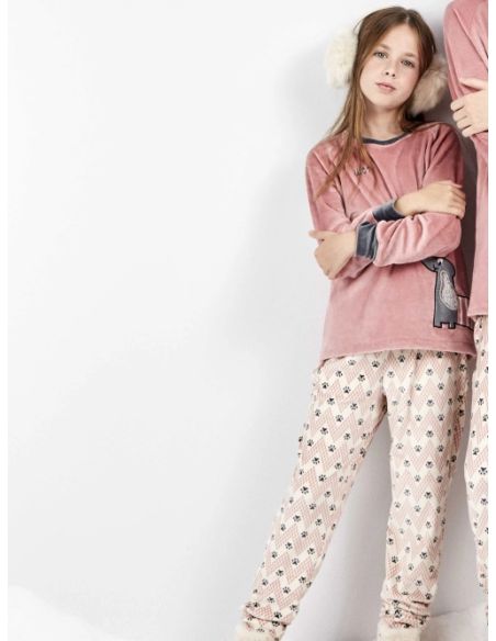 Pijama infantil unisex estampado rosa