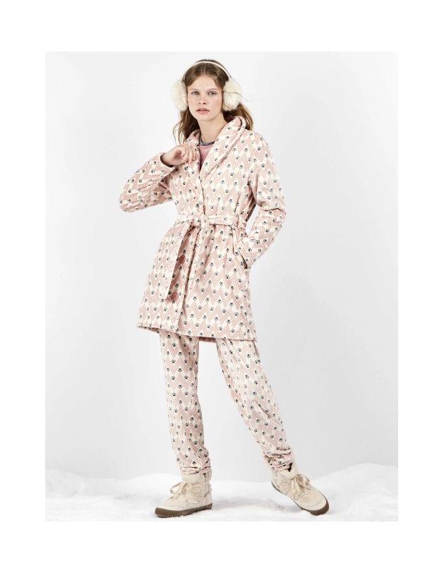 Bata cuello smoking estampada