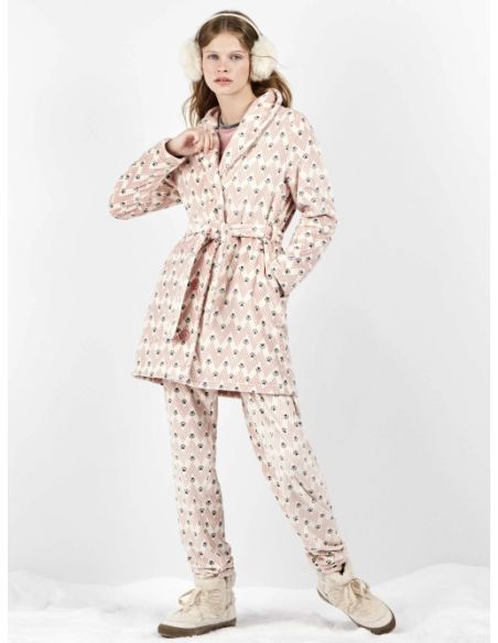 Bata cuello smoking estampada