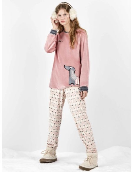 Pijama de tejido polar elástico estampado