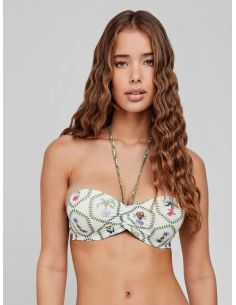 Top bikini bandeau estampado floral