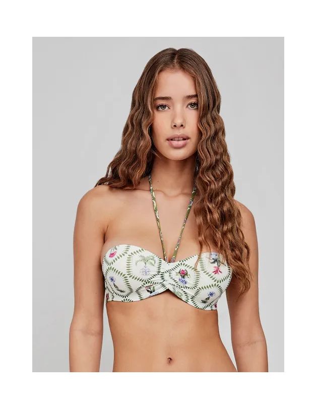 Top bikini bandeau estampado floral