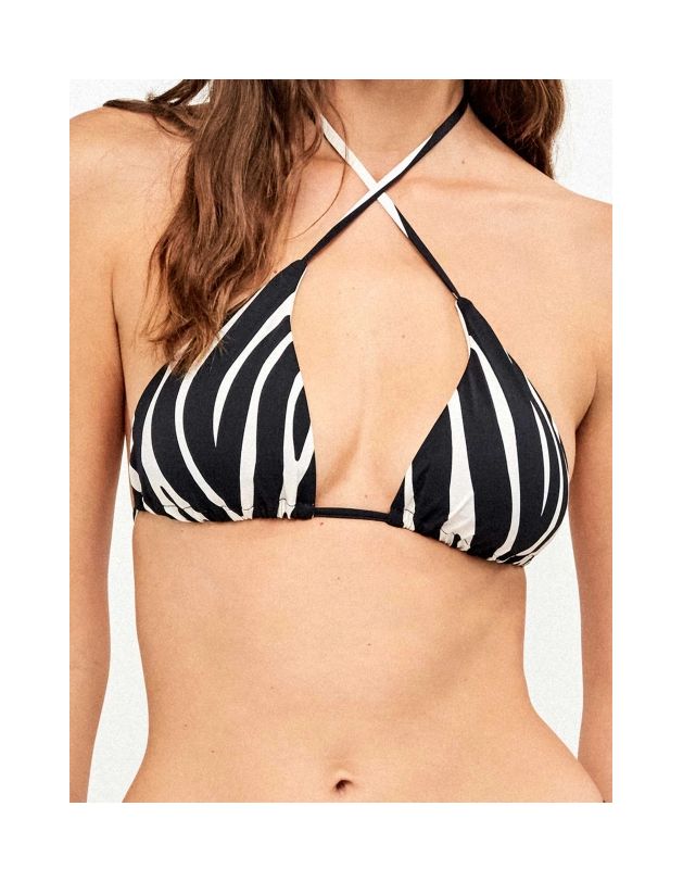 Top bikini triangular sin aro animal print cebra