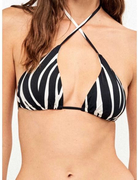 Top bikini triangular sin aro animal print cebra