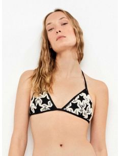 Top bikini triangular crochet estampado estrellas gisela