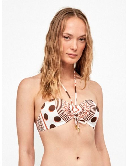 Top bikini bandeau estampado monograma  gisela