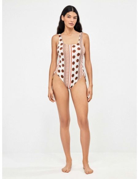 Bañador escote cuadrado estampado geométrico gisela