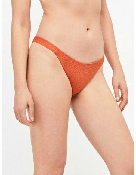 Braguita bikini clásica en tejido estructura lurex dorado