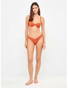 Top bikini balconette tejido piqué lurex dorado gisela
