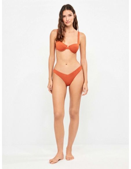 Top bikini balconette tejido piqué lurex dorado gisela