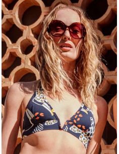 Top bikini halter tejido estampado gisela